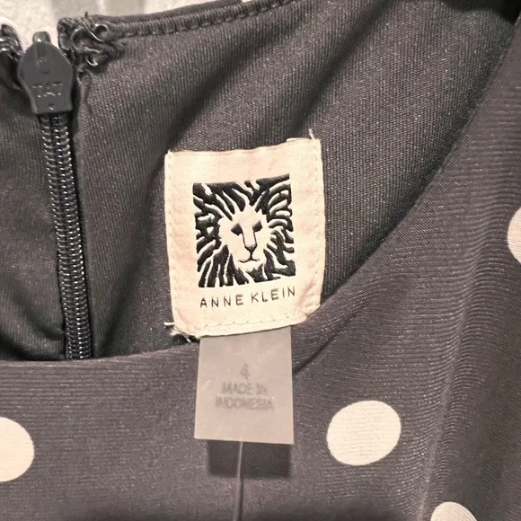 NWT Anne Klein Polka Dot Sleeveless Dress - Grey and White - Picture 2 of 5